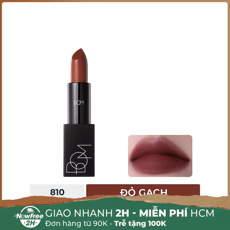 [HSD 10/2025] Son Lì B.O.M #810 My Brick Red - Đỏ Gạch 3.5g