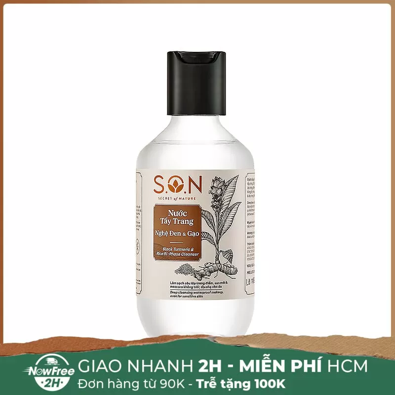 [HSD 09/2025] Nước Tẩy Trang S.O.N Nghệ Đen & Gạo Sạch Sâu Da 100ml