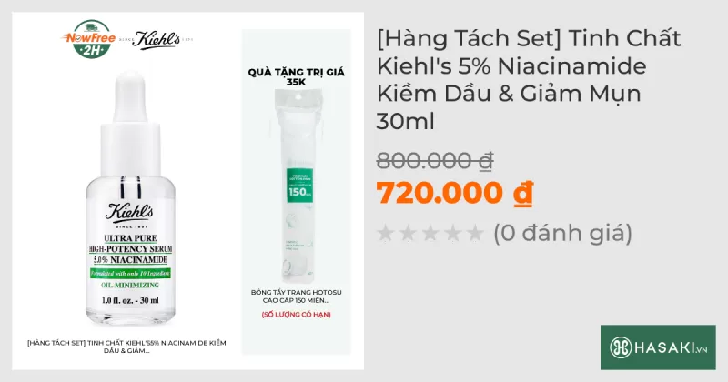 [Hàng Tách Set] Tinh Chất Kiehl's 5% Niacinamide Kiềm Dầu & Giảm Mụn 30ml