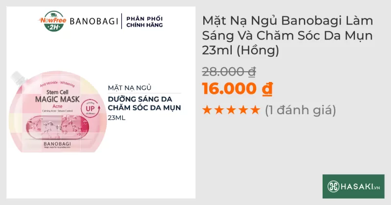 Mặt Nạ Ngủ Banobagi Làm Sáng Và Chăm Sóc Da Mụn 23ml (Hồng)