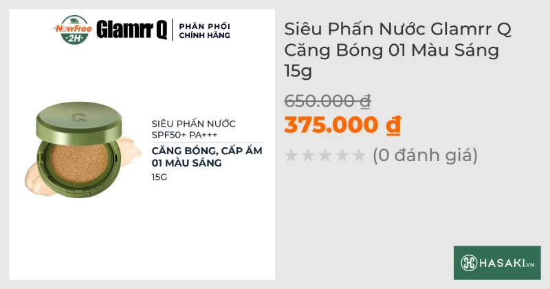 Siêu Phấn Nước Glamrr Q Căng Bóng 01 Màu Sáng 15g