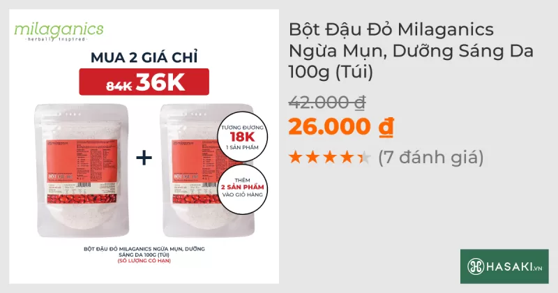 Bột Đậu Đỏ Milaganics Ngừa Mụn, Dưỡng Sáng Da 100g (Túi)