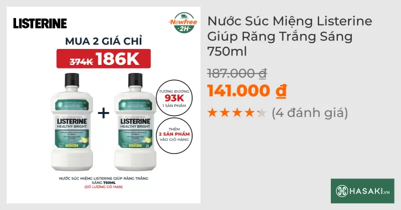 Nước Súc Miệng Listerine Giúp Răng Trắng Sáng 750ml