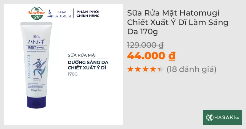 Sữa Rửa Mặt Hatomugi Ý Dĩ Hỗ Trợ Dưỡng Ẩm, Sáng Da 170g