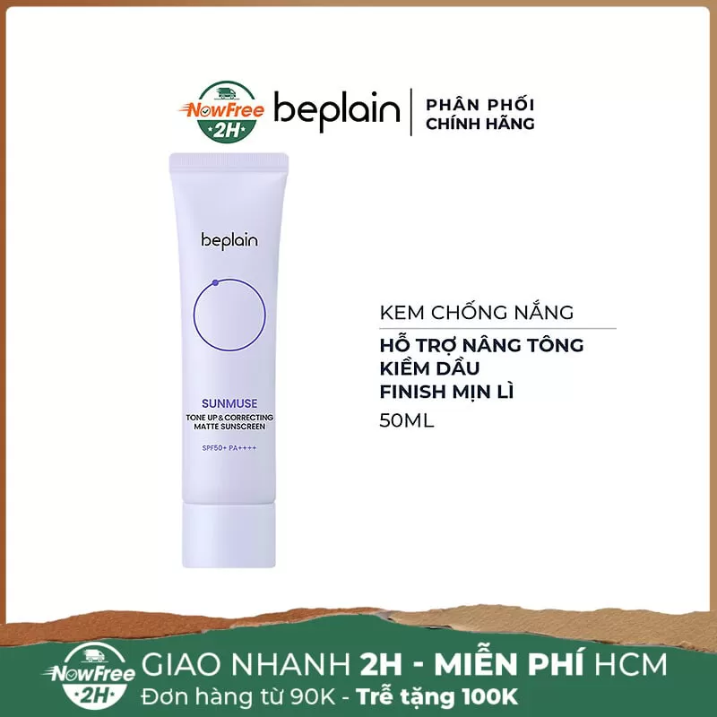 Kem Chống Nắng Beplain Nâng Tông, Kiềm Dầu Mịn Lì 50ml