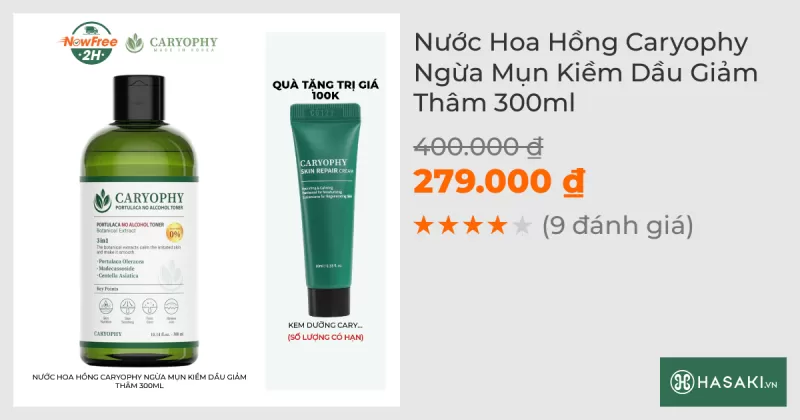 Nước Hoa Hồng Caryophy Ngừa Mụn Kiềm Dầu Giảm Thâm 300ml