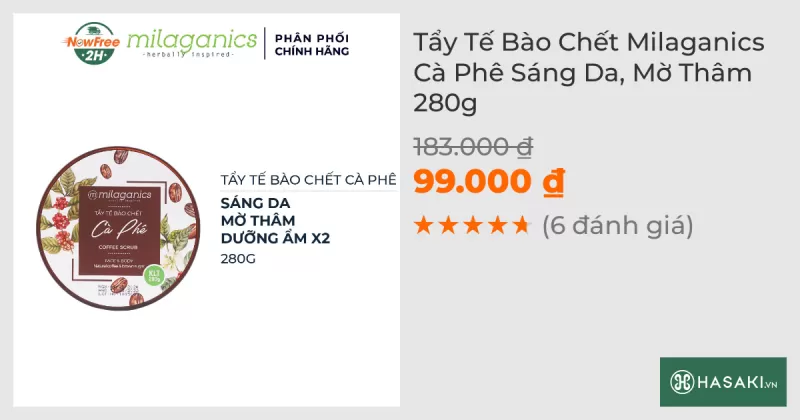 Tẩy Tế Bào Chết Milaganics Cà Phê Sáng Da, Mờ Thâm 280g