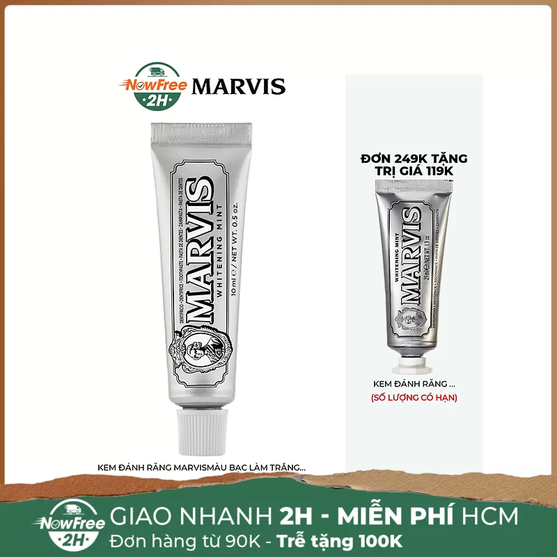 [Mini] Kem Đánh Răng Marvis Màu Bạc Làm Trắng Răng 10ml