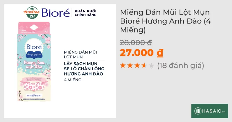 Miếng Dán Mũi Lột Mụn Bioré Hương Anh Đào (4 Miếng)