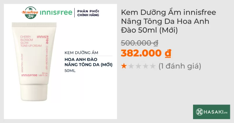 Kem Dưỡng Ẩm innisfree Nâng Tông Da Hoa Anh Đào 50ml (Mới)