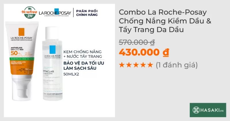 Combo La Roche-Posay Chống Nắng Kiềm Dầu & Tẩy Trang Da Dầu