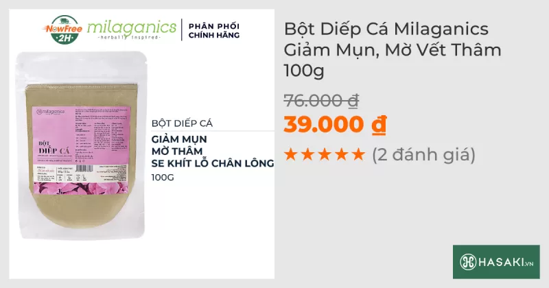 Bột Diếp Cá Milaganics Giảm Mụn, Mờ Vết Thâm 100g