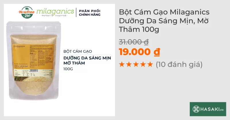 Bột Cám Gạo Milaganics Dưỡng Da Sáng Mịn, Mờ Thâm 100g