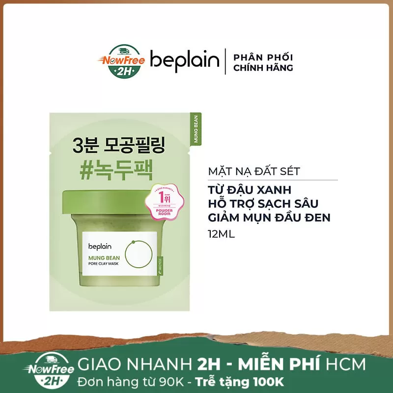 [Mini] Mặt Nạ Beplain Đất Sét Từ Đậu Xanh Hỗ Trợ Sạch Sâu 12ml