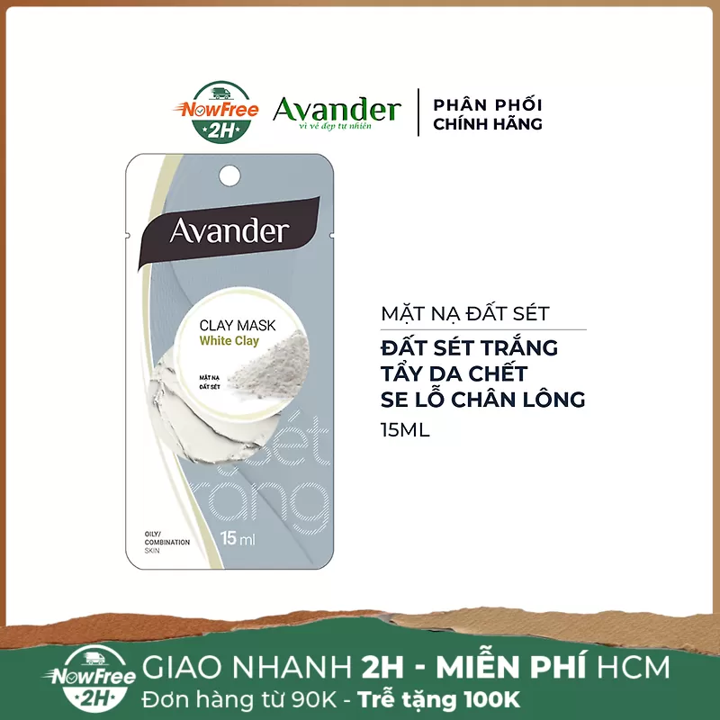 Mặt Nạ Avander Đất Sét Trắng Se Khít Lỗ Chân Lông 15ml