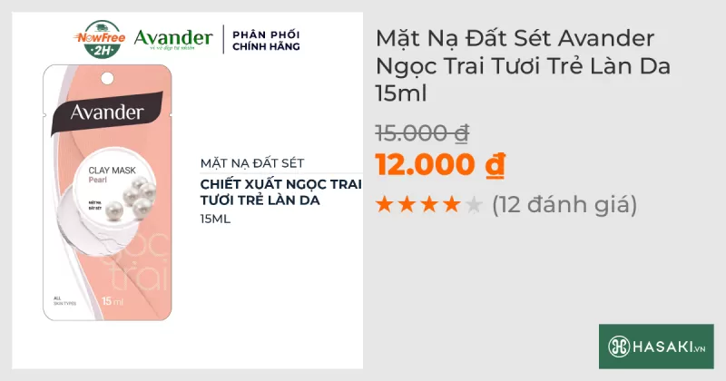 Mặt Nạ Đất Sét Avander Ngọc Trai Tươi Trẻ Làn Da 15ml