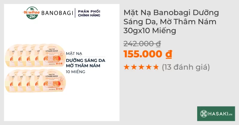 Combo 10 Mặt Nạ Banobagi Dưỡng Sáng Da, Mờ Thâm Nám 30g