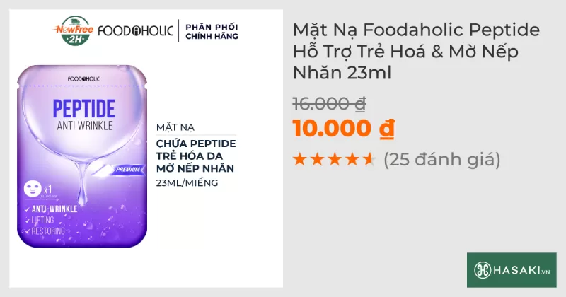 Mặt Nạ Foodaholic Peptide Hỗ Trợ Trẻ Hoá & Mờ Nếp Nhăn 23ml