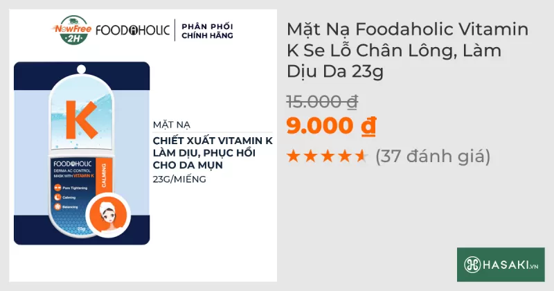 Mặt Nạ Foodaholic Vitamin K Se Lỗ Chân Lông, Làm Dịu Da 23g