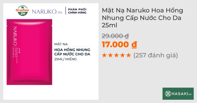 Mặt Nạ Naruko Hoa Hồng Nhung Cấp Nước Cho Da 25ml