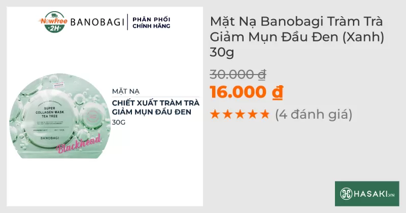 Mặt Nạ Banobagi Tràm Trà Giảm Mụn Đầu Đen (Xanh) 30g