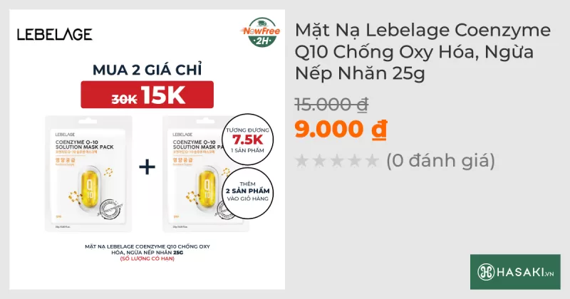 Mặt Nạ Lebelage Coenzyme Q10 Chống Oxy Hóa, Ngừa Nếp Nhăn 25g