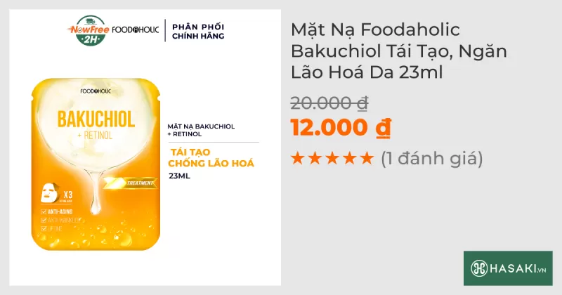 Mặt Nạ Foodaholic Bakuchiol Tái Tạo, Ngăn Lão Hoá Da 23ml