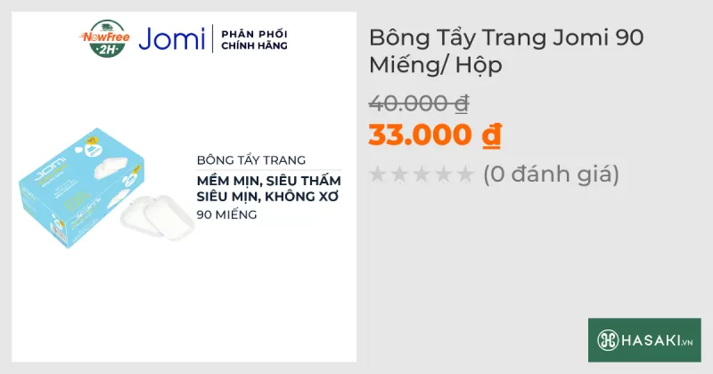 Bông Tẩy Trang Jomi 90 Miếng/ Hộp