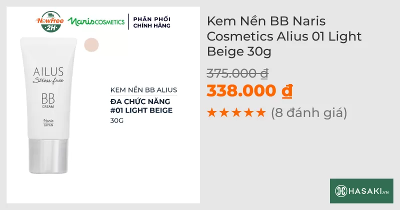 Kem Nền BB Naris Cosmetics Alius 01 Light Beige 30g