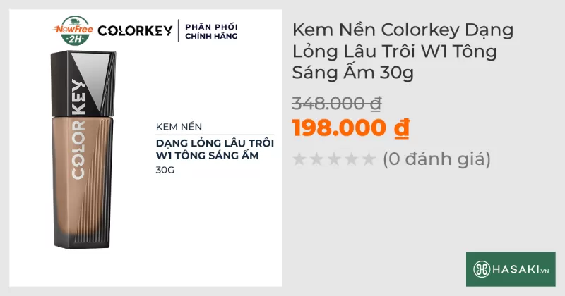 Kem Nền Colorkey Dạng Lỏng Lâu Trôi W1 Tông Sáng Ấm 30g