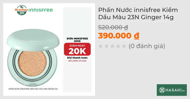 Phấn Nước innisfree Kiềm Dầu Màu 23N Ginger 14g