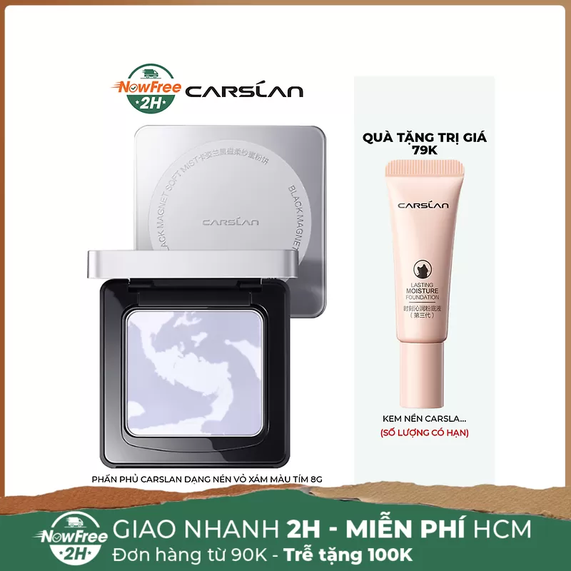 Phấn Phủ Carslan Dạng Nén Vỏ Xám Màu Tím 8g