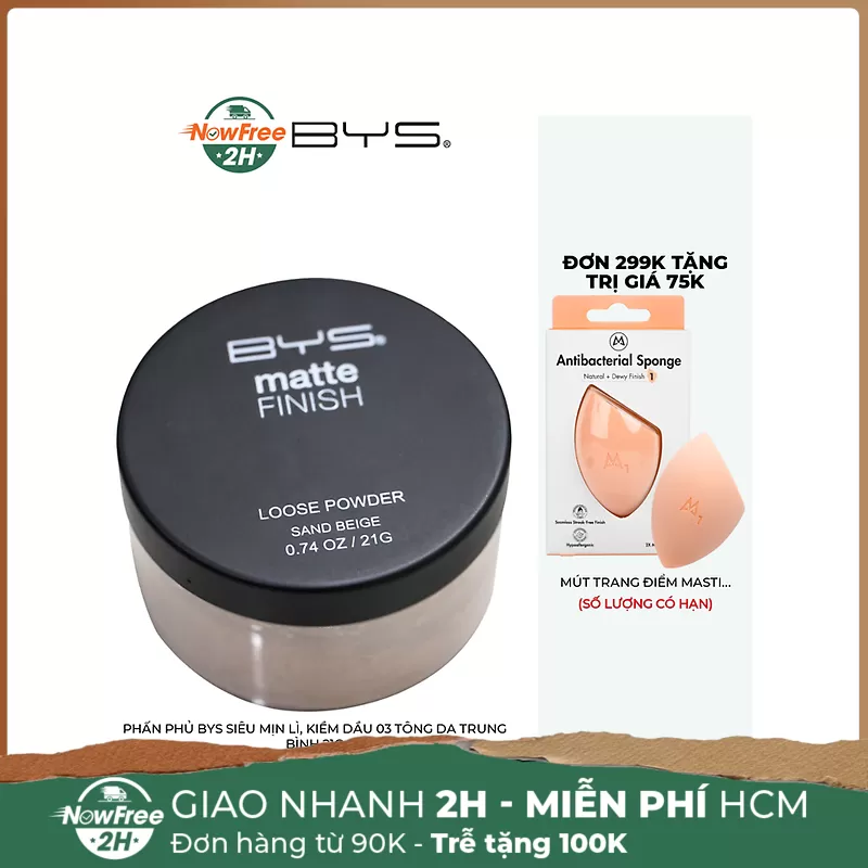 Phấn Phủ BYS Siêu Mịn Lì, Kiềm Dầu 03 Tông Da Trung Bình 21g