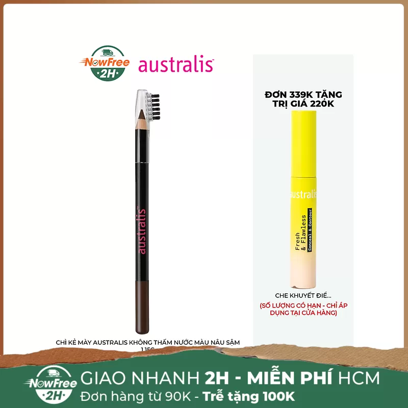 Chì Kẻ Mày Australis Không Thấm Nước Màu Nâu Sậm 1.15g