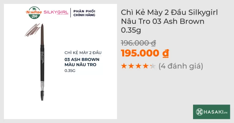 Chì Kẻ Mày 2 Đầu Silkygirl Nâu Tro 03 Ash Brown 0.35g