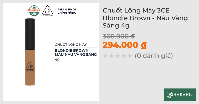 Chuốt Lông Mày 3CE Blondie Gold - Nâu Vàng Sáng 4g