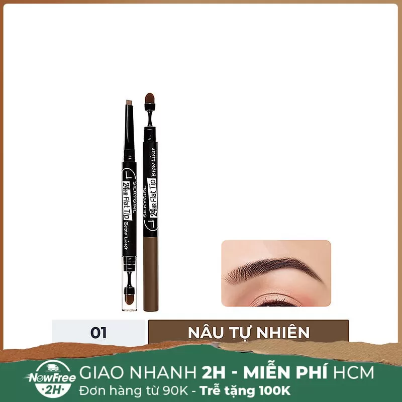 [HSD 11/2025] Chì Kẻ Mày Silkygirl Hai Đầu Lâu Trôi 01 Nâu Tự Nhiên 0.15g