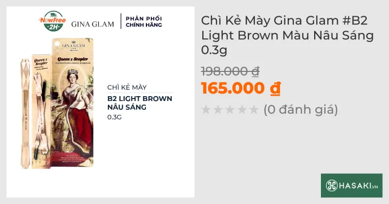 Chì Kẻ Mày Gina Glam #B2 Light Brown Màu Nâu Sáng 0.3g