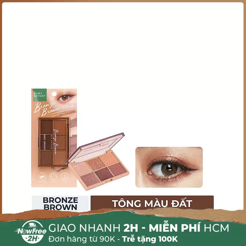 [HSD 11/2025] Bảng Phấn Mắt Baby Bright Bronze Brown Tông Màu Đất 0.7g