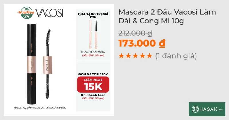 Mascara 2 Đầu Vacosi Làm Dài & Cong Mi 10g