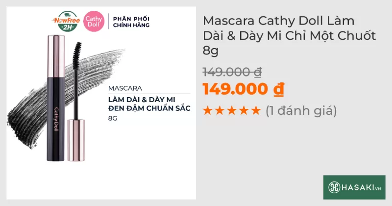 Mascara Cathy Doll Làm Dài & Dày Mi Chỉ Một Chuốt 8g