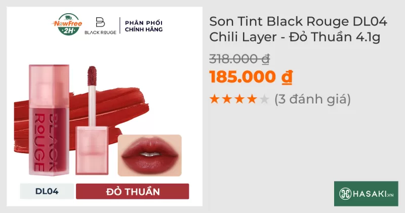 Son Tint Black Rouge DL04 Chili Layer - Đỏ Thuần 4.1g