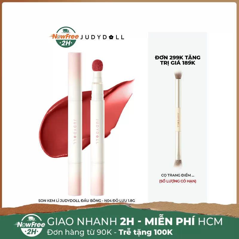 Son Kem Lì Judydoll Đầu Bông - N04 Đỏ Lựu 1.8g