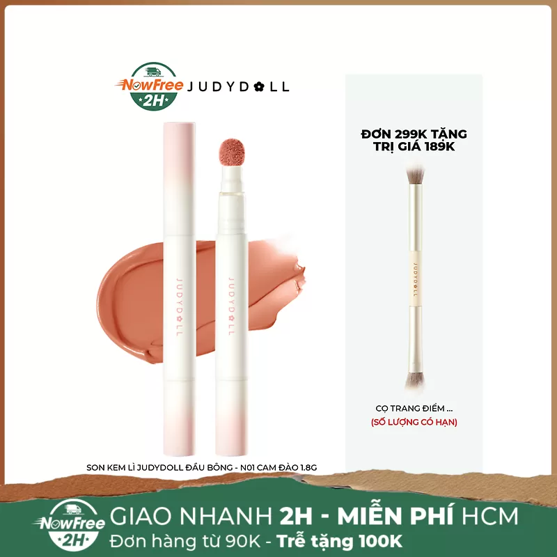 Son Kem Lì Judydoll Đầu Bông - N01 Cam Đào 1.8g