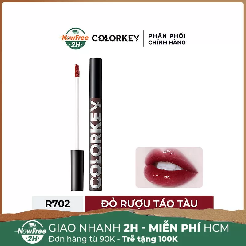 Son Tint Colorkey Gương Bóng R702 Đỏ Rượu Táo Tàu 1.7g