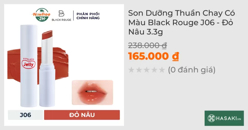 Son Dưỡng Thuần Chay Có Màu Black Rouge J06 - Đỏ Nâu 3.3g