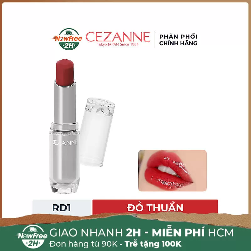 Son Dưỡng Có Màu Cezanne Lâu Trôi RD1 Đỏ Thuần 3.2g