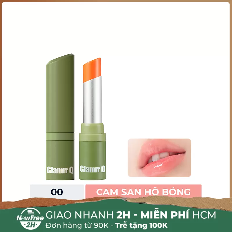 [HSD 11/2025] Son Dưỡng Có Màu Glamrr Q Thuần Chay 00 Cam San Hô Bóng 4.5g