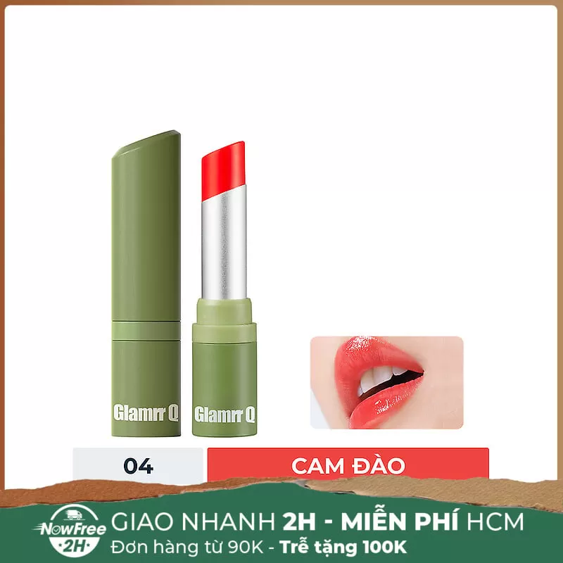 [HSD 11/2025] Son Dưỡng Có Màu Glamrr Q Thuần Chay 04 Cam Đào 4.5g