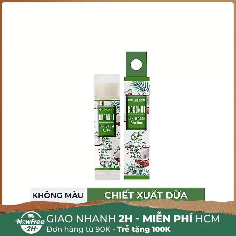 [HSD 09/2025] Son Dưỡng Môi Milaganics Dừa Dưỡng Ẩm, Giảm Thâm Môi 4.5g